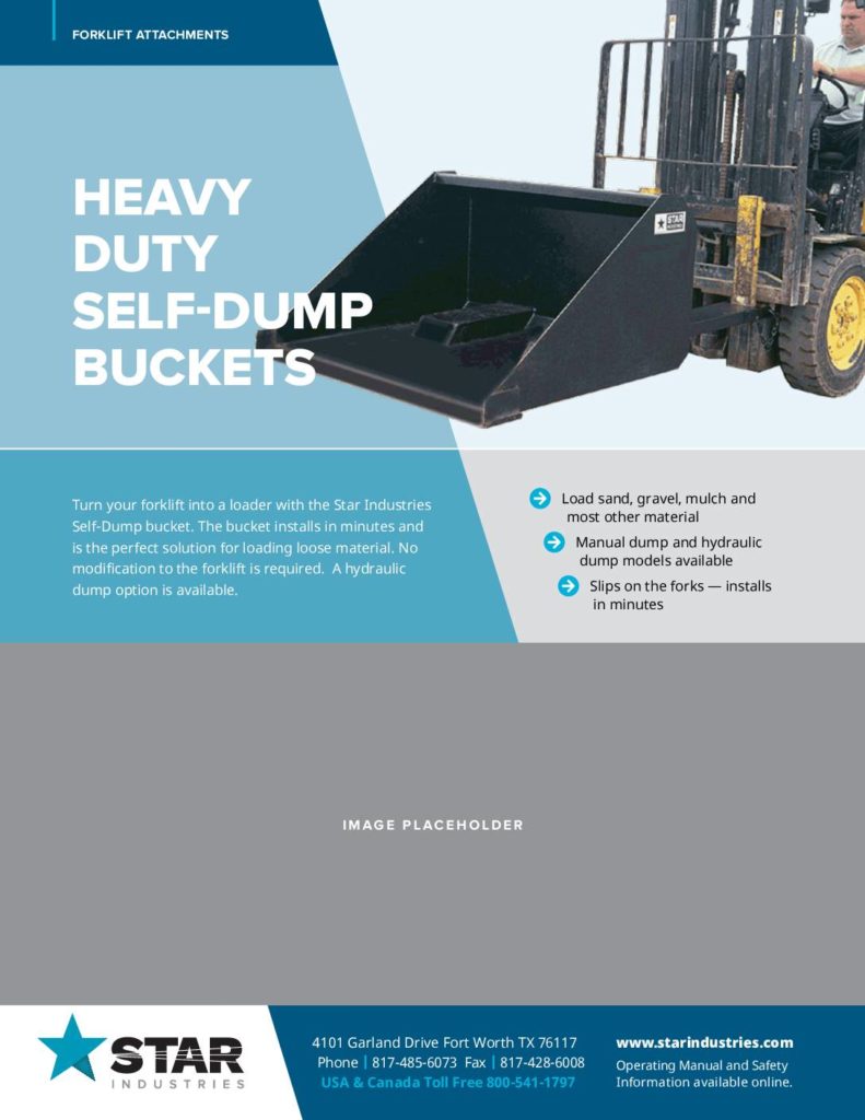 Star Industries Forklift Attachments Self-Dump Buckets