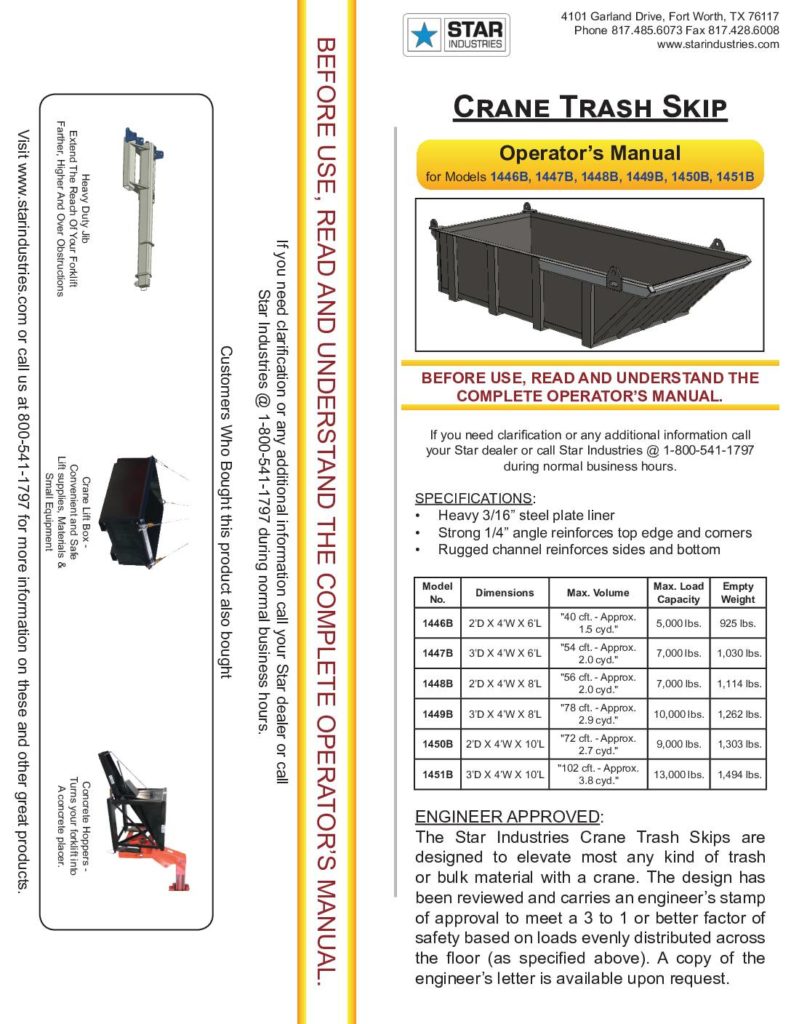 Crane Trash Skip - Manual