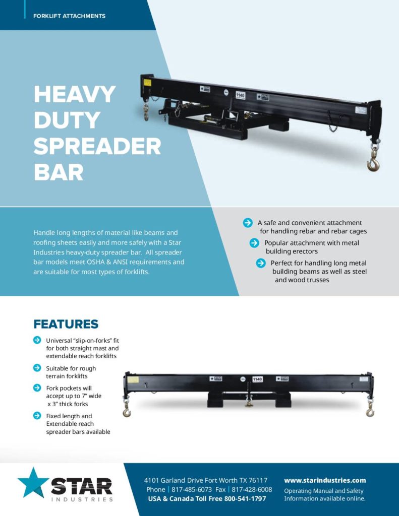 Heavy Duty Spreader Bar Product Sheet