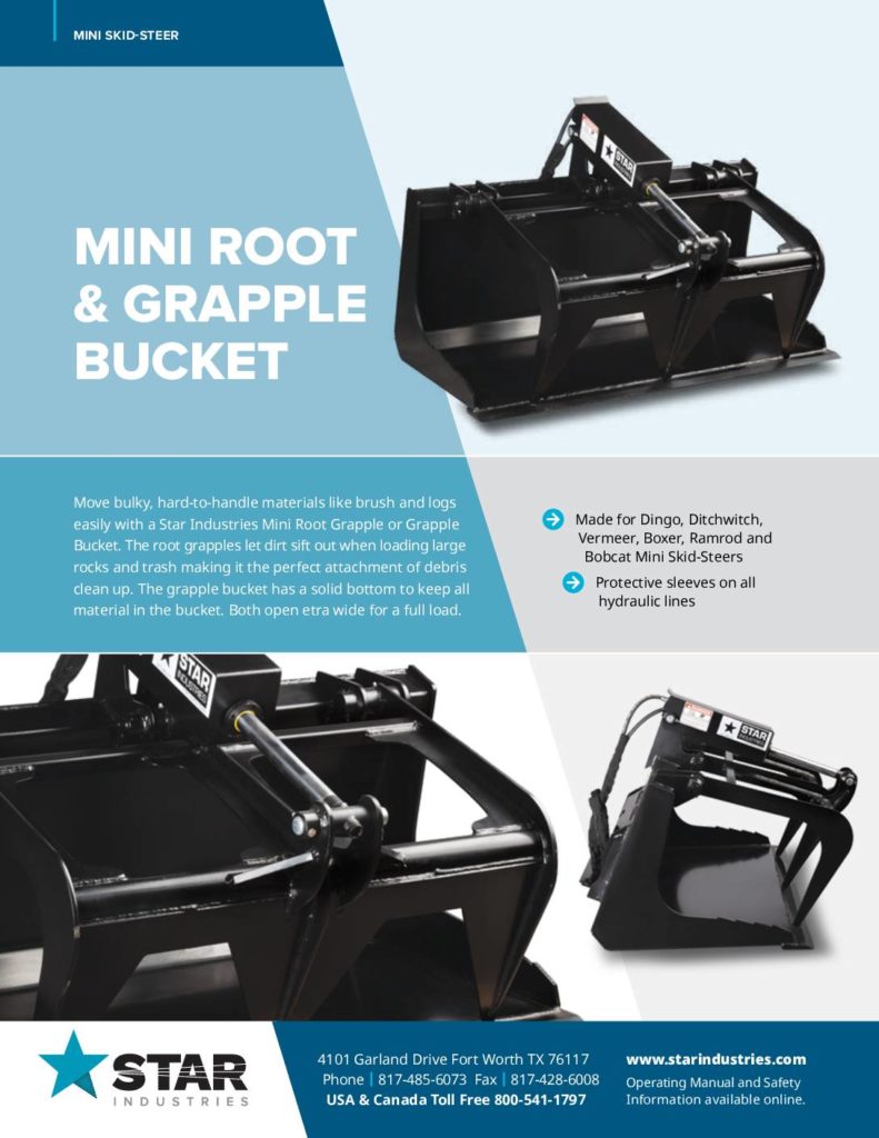Mini Root Grapple Buckets - Product Sheet