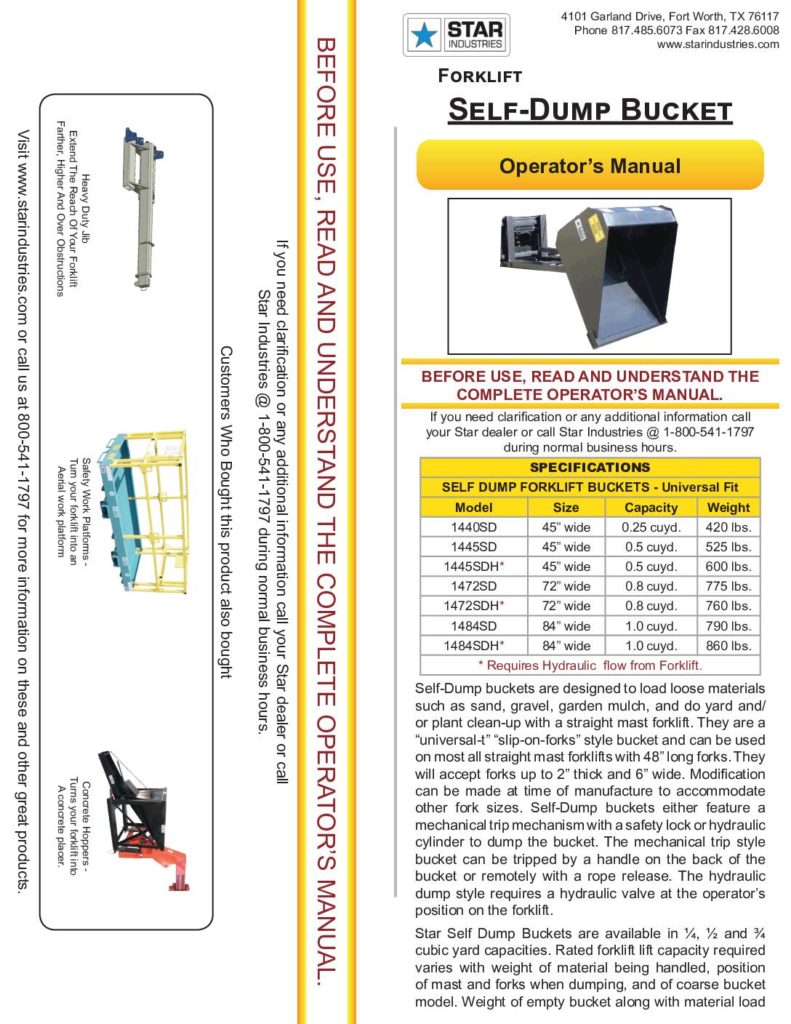 Self Dump Bucket - Manual