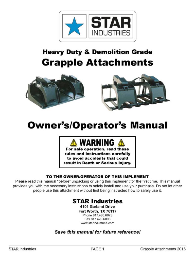 Skid-Steer Grapples - Manual