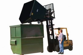 Self-dump hopper in-action using forklift