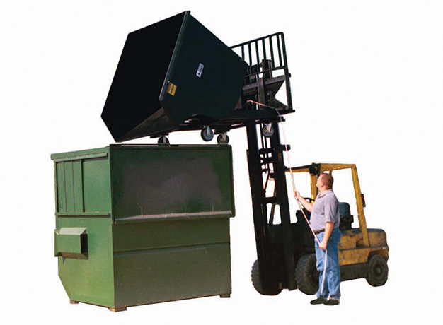 Self-dump hopper in-action using forklift